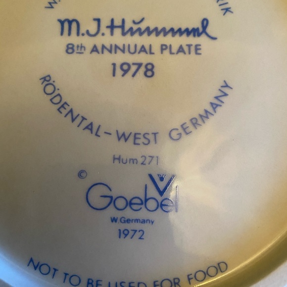 Hummel 1978 plate MAKE OFFER - Picture 5 of 5